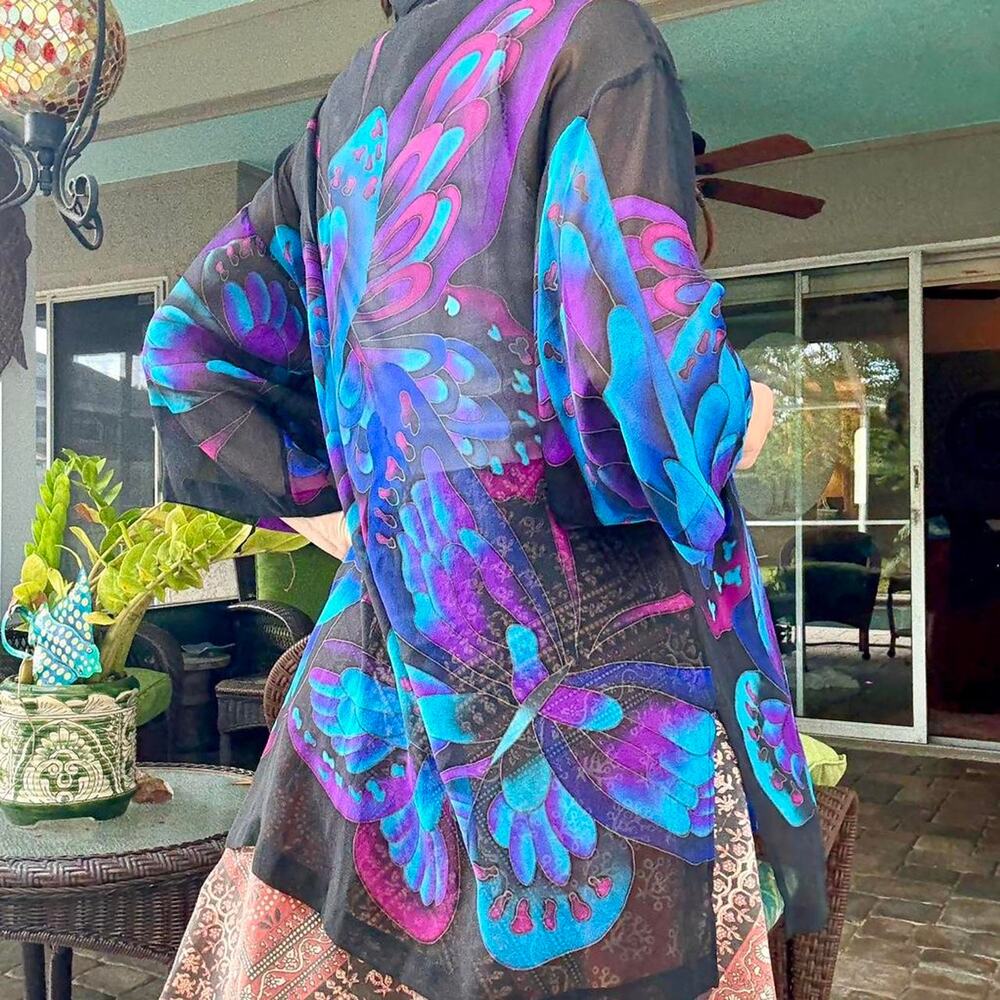 Vintage Silk Butterfly Kimono